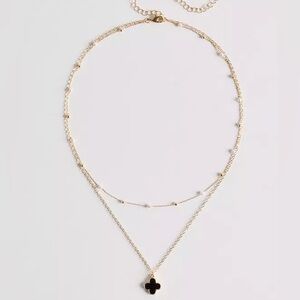 Delicate Gold Layered Clover Necklace with Bead Accents